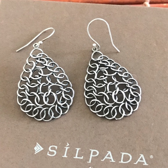 Silpada Sterling Silver French Wire Filigree Open Weave Drop Earrings - Picture 2 of 5